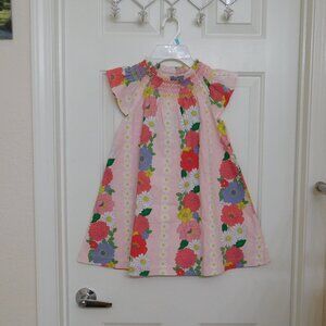 NWT Mini Boden Pink Floral Smocked Dress sz 5-6 Years